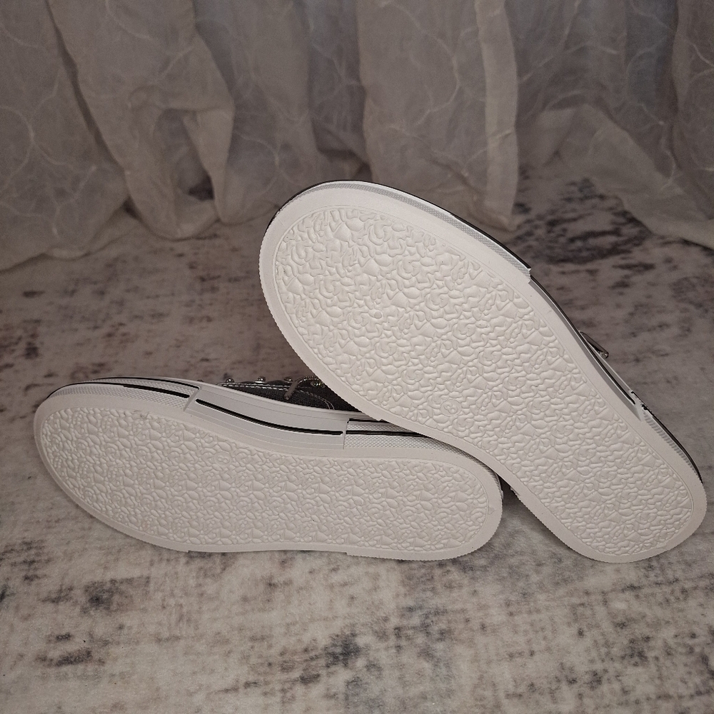 Very G Slip On Black Glitter White & Glitter Laces Canvas Platform Sneakers 8 - Picture 5 of 7